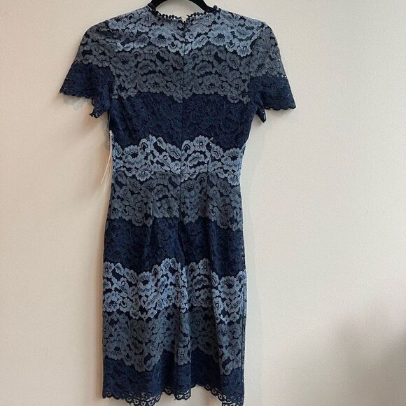 Aqua Womens Bodycon Dress Floral Lace Short Sleeve Blue Size Extra Small NWT - Picture 3 of 8